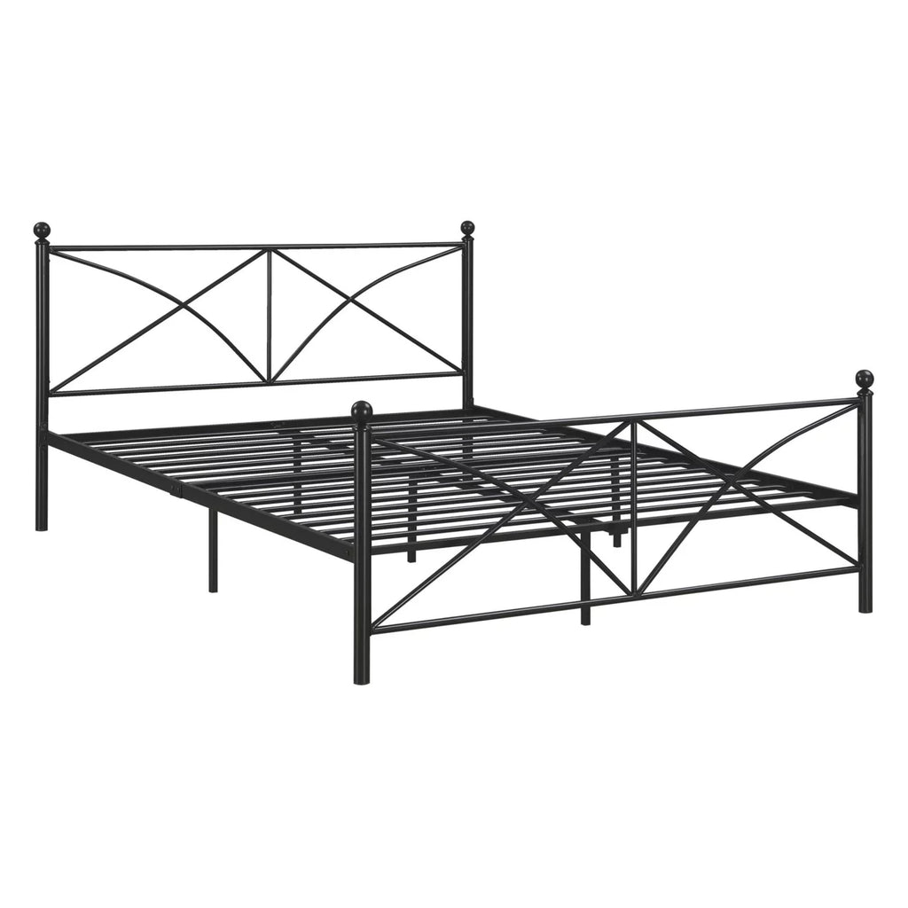 Queen Size Black Metal Bed W827