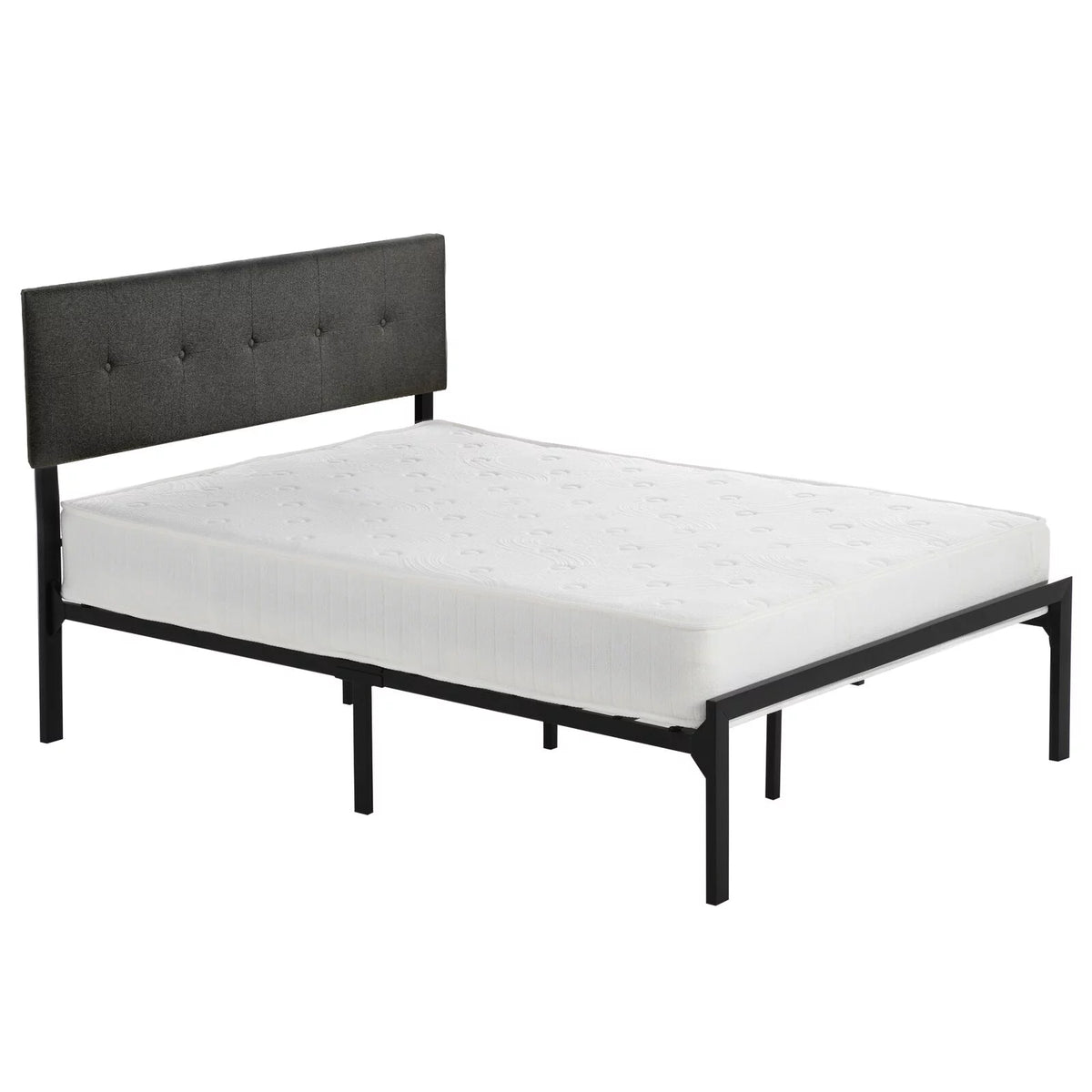 Queen Upholstered Platform Bed Frame with Adjustable Headboard S1594