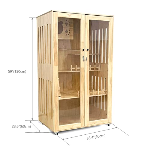 Large Indoor Cat Enclosure with Scratching Post and Lockable Wheels X337205