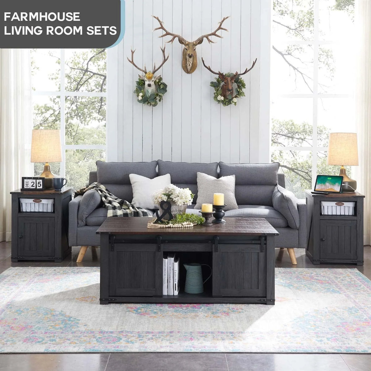 48" Lift Top Coffee Table with Sliding Barn Door G73156