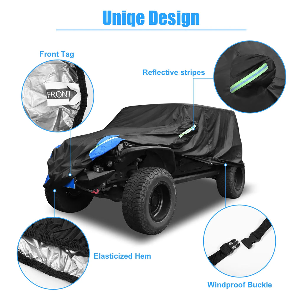 210D Black Blue Car Cover T125