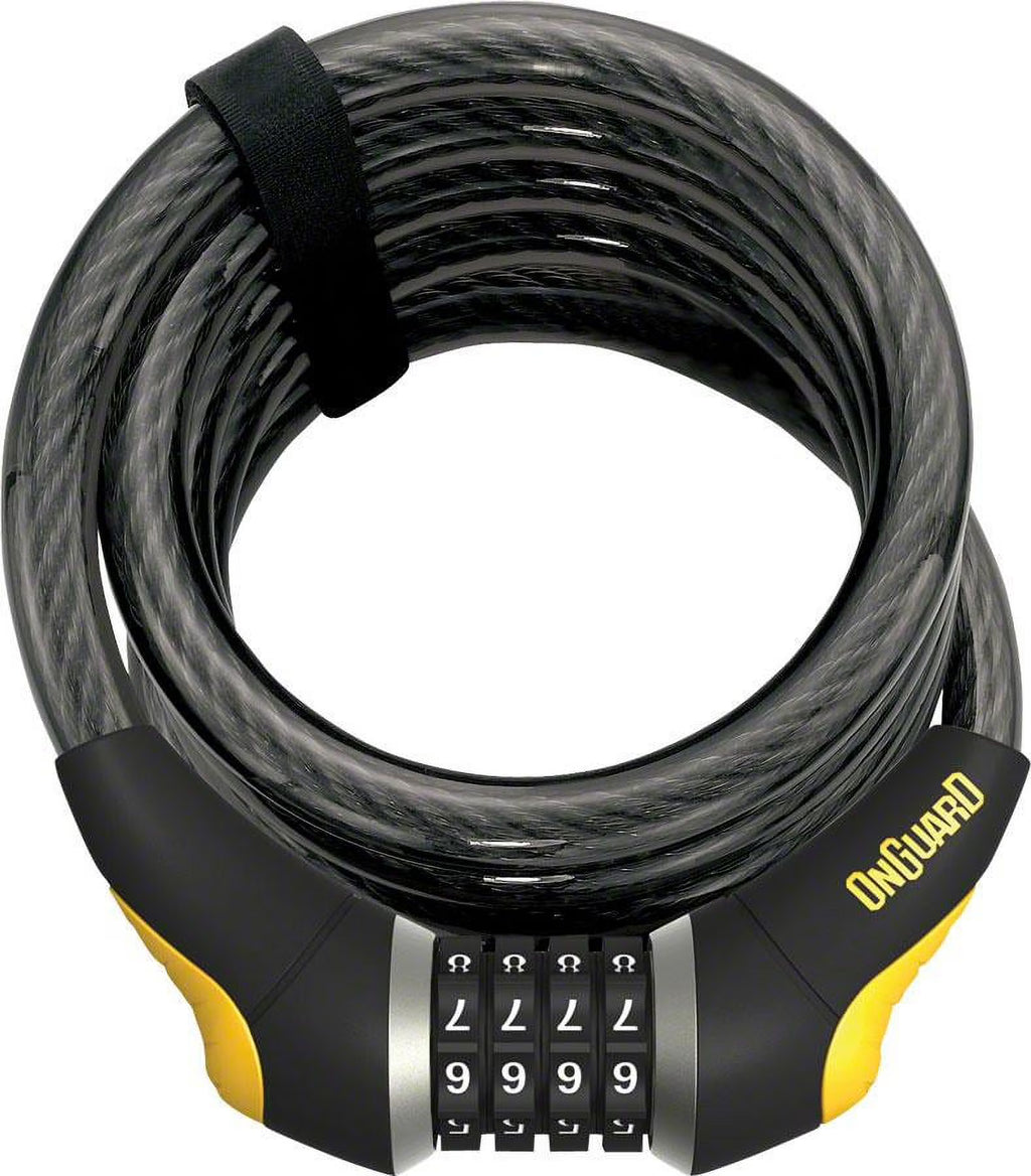 Combination Cable Lock 6' x 15mm Diameter Coiled Cable Gray Q4978