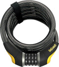 Combination Cable Lock 6' x 15mm Diameter Coiled Cable Gray Q4978