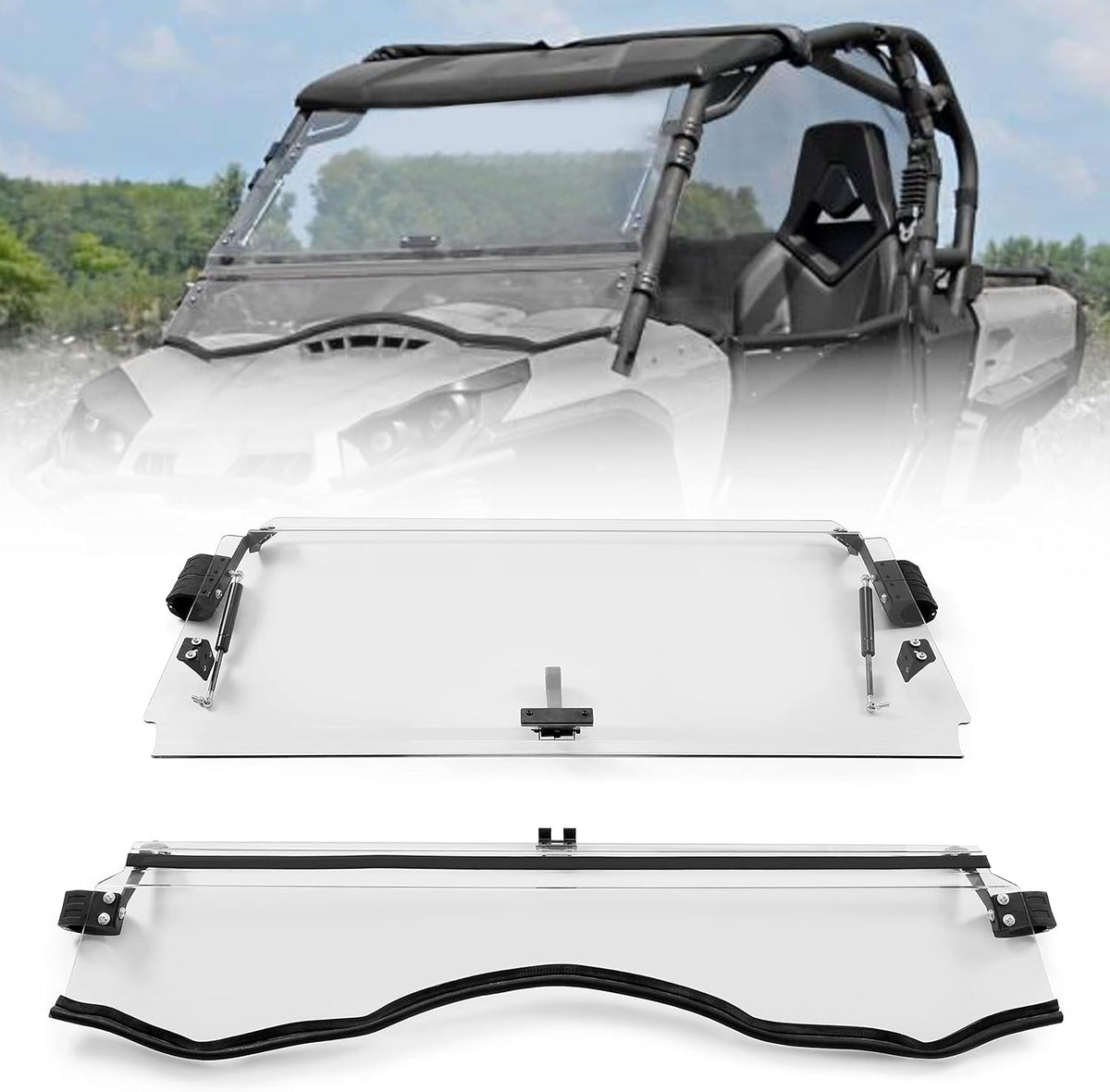 Clear Scratch Resistant 3-IN-1 Folding Windshield B871