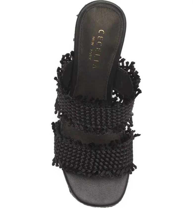 Black Platform Wedge Sandals F924664