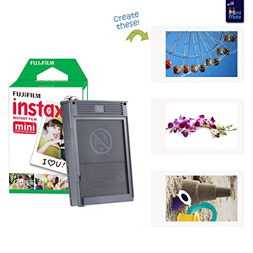Instax Mini 12 Instant Camera with Accessory Bundle, Custom Case, 50 Sheets Film, Clay White Photo Album H58415