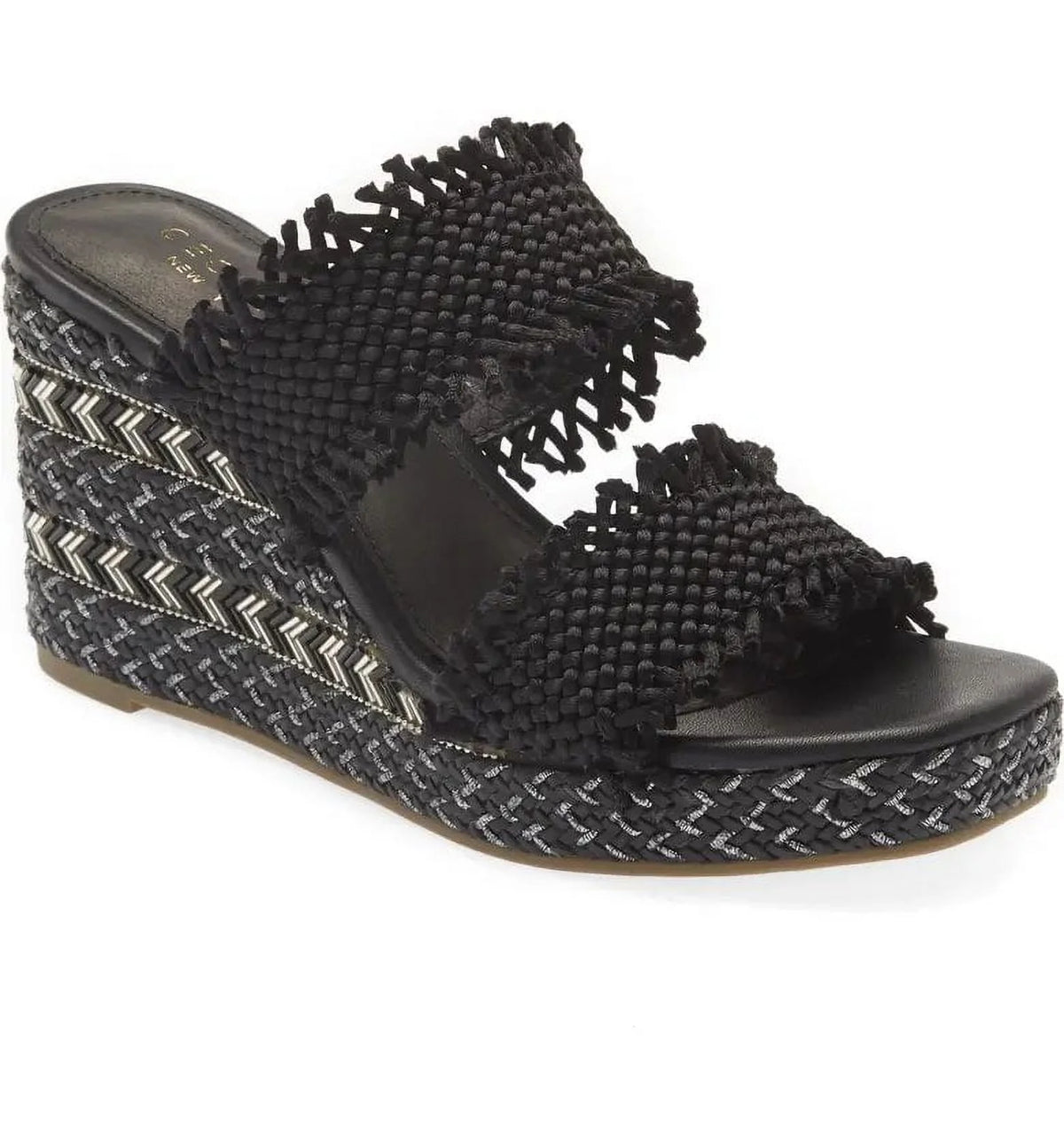 Black Platform Wedge Sandals F924664