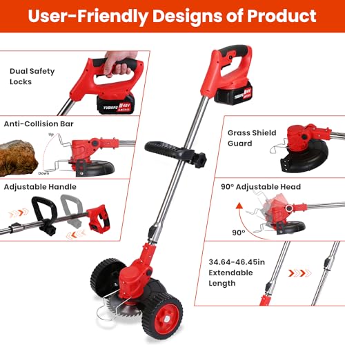 2x2.5Ah Battery Powered Grass Trimmer with Wheels P7387