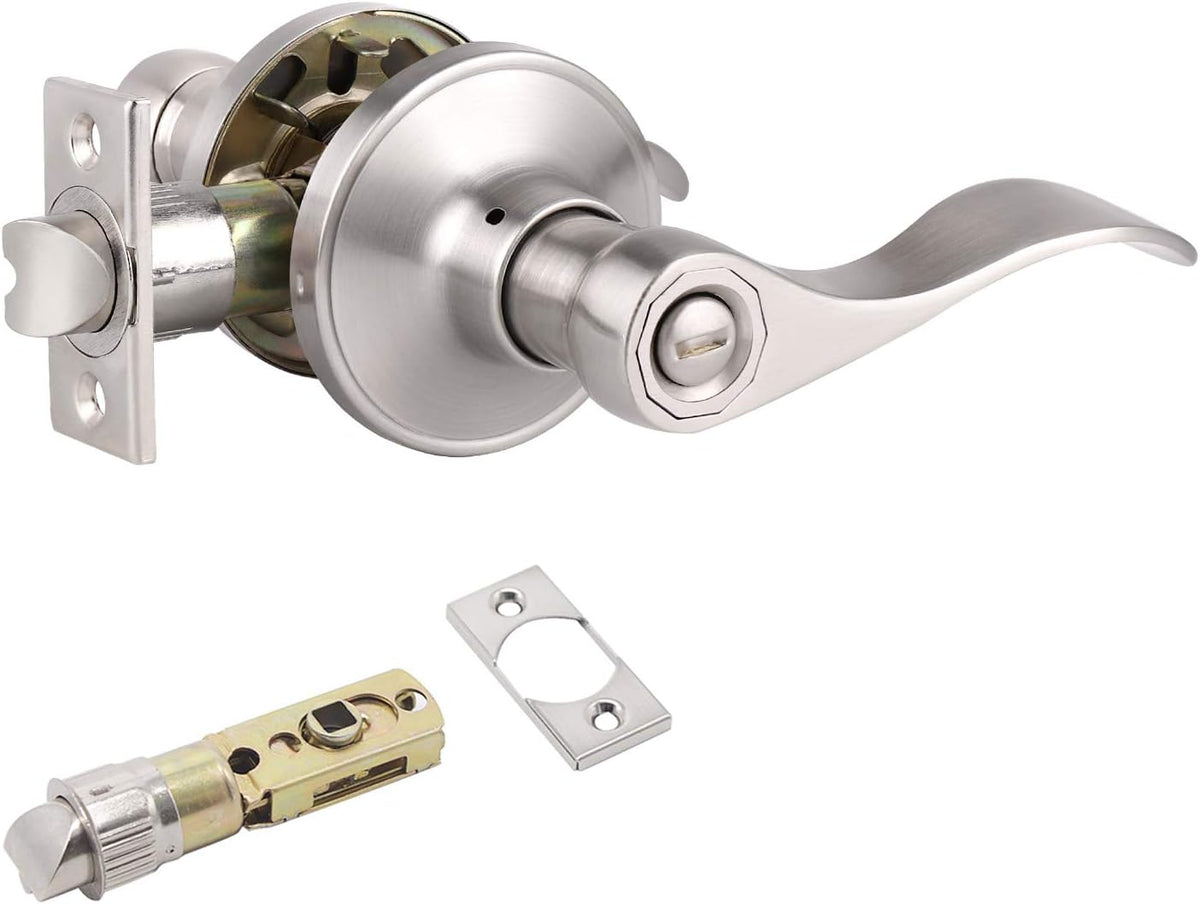 2 Pack Satin Nickel Passage Door Levers with Removable Plate T790
