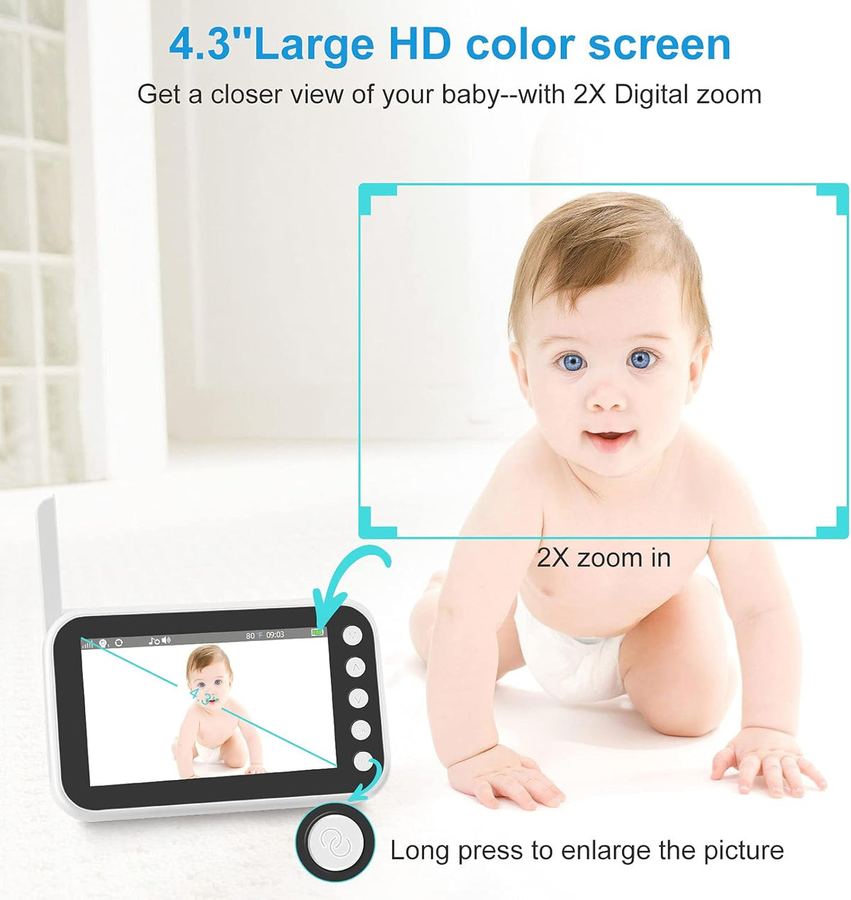 Video Baby Monitor with Camera and Audio, 4.3 Inch LCD Screen K63893