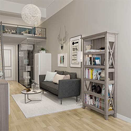 Washed Gray 5 Shelf Bookcase X994319