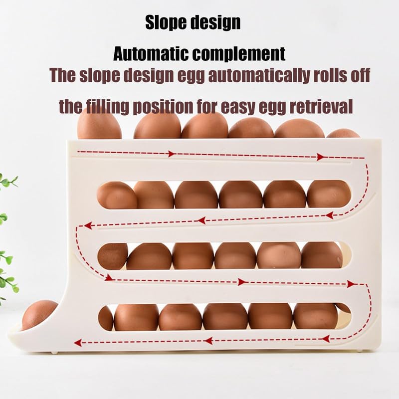 30 Egg Container Auto Rolling Egg Tray Storage (Gray) U77342