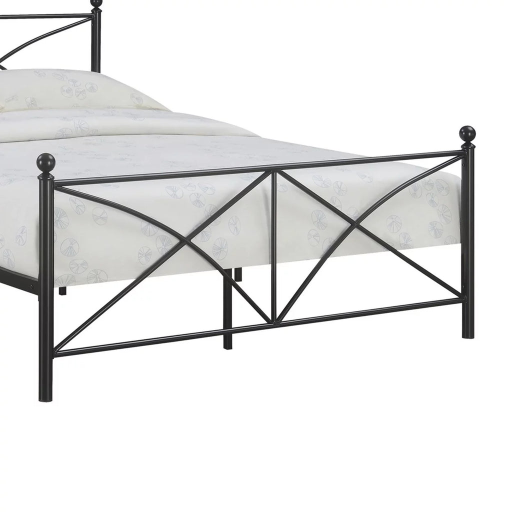 Queen Size Black Metal Bed W827