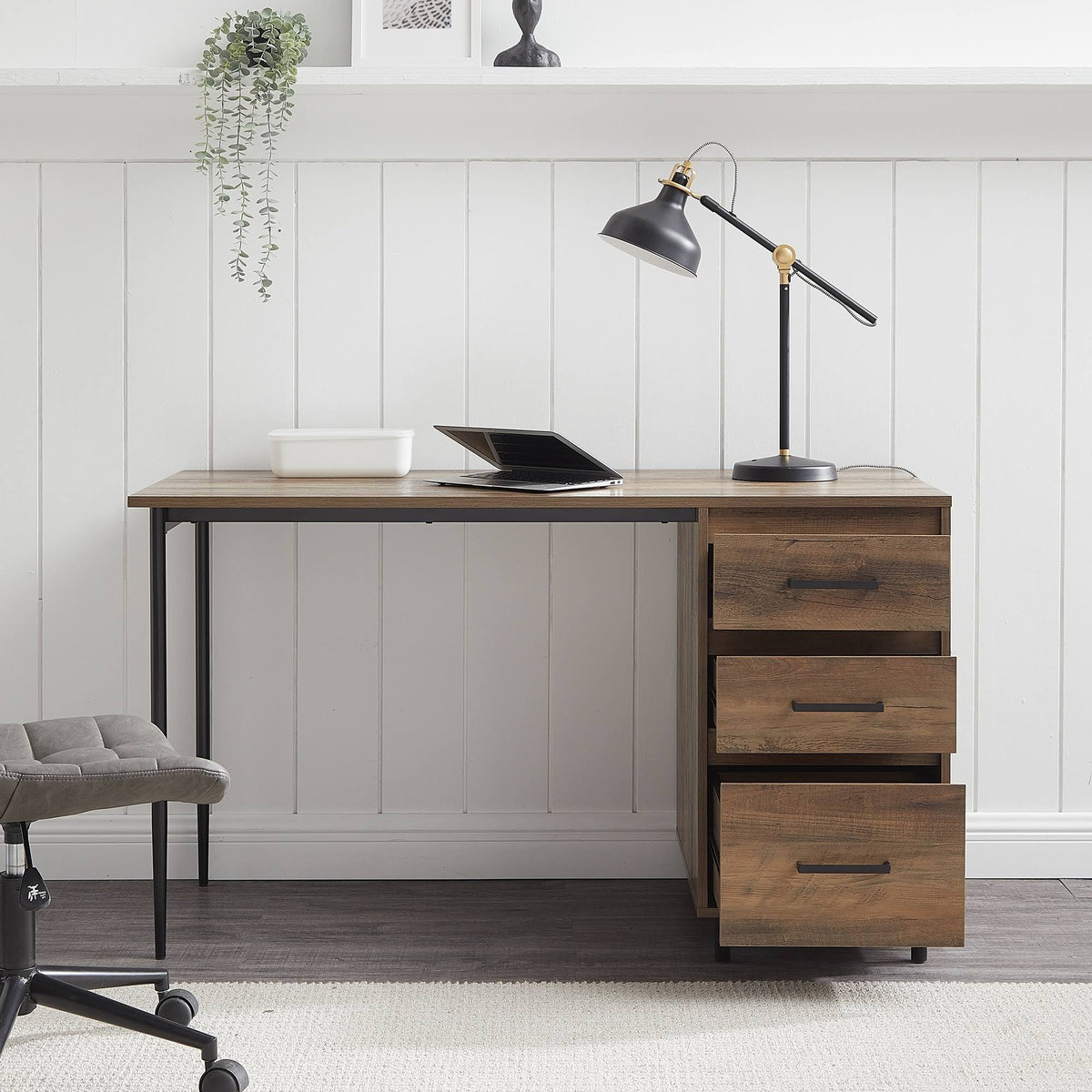 52-Inch 3-Drawer Dark Walnut Desk W578346