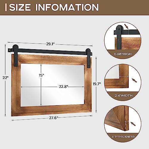 41" x 26" Rustic Wood Framed Wall Mirror (Brown) F29079