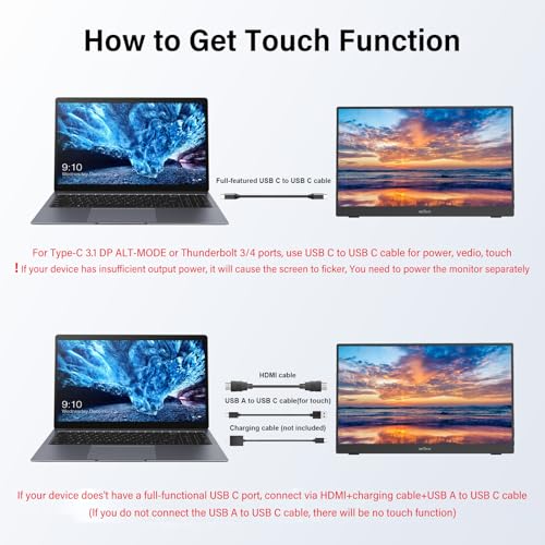 15.6" 1080P Portable Monitor with Protective Sleeve Adjustable Stand USB C HDMI K20758
