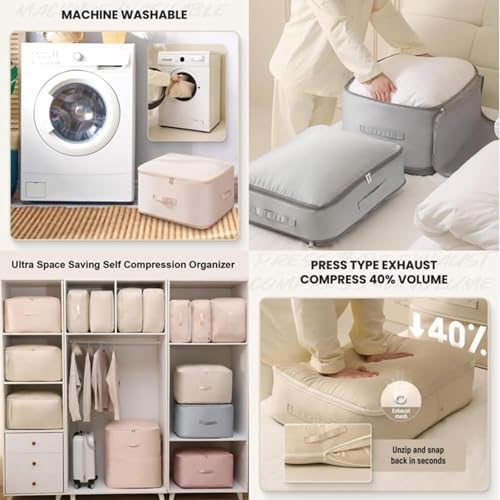 Gray Large Self Compression Storage Bag X341