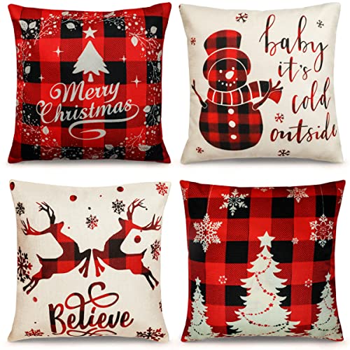 Christmas Pillow Covers 18x18 Inch Set of 4 Y968