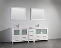 84 in. Single Sink Vanity Cabinet with Ceramic Sink & Mirror White P9134