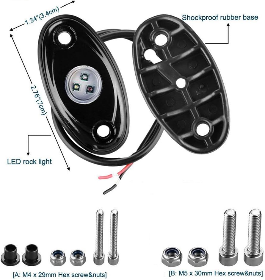 12 Pod RGB LED Rock Lights Kit with Bluetooth Control Waterproof P5532