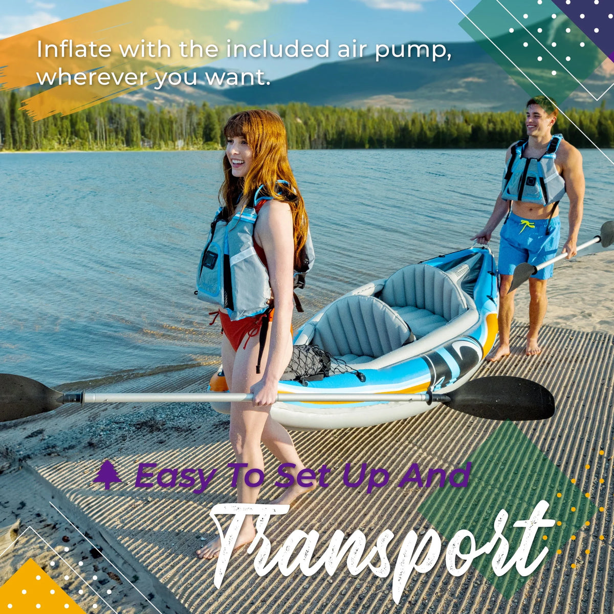 2-Person Inflatable Kayak with Oars and Pump M630