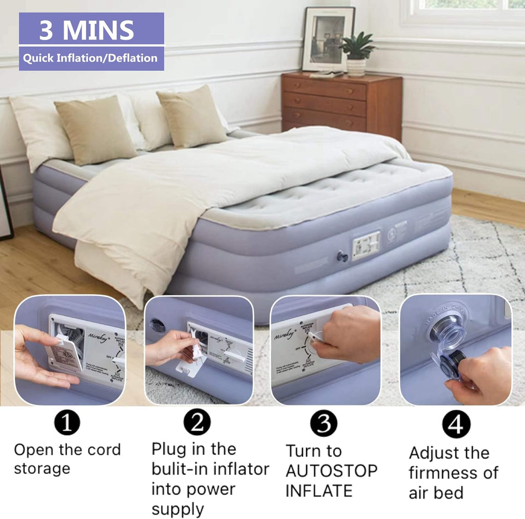 Queen Air Mattress with Built in Pump 18'' Double High Inflatable Bed C2686