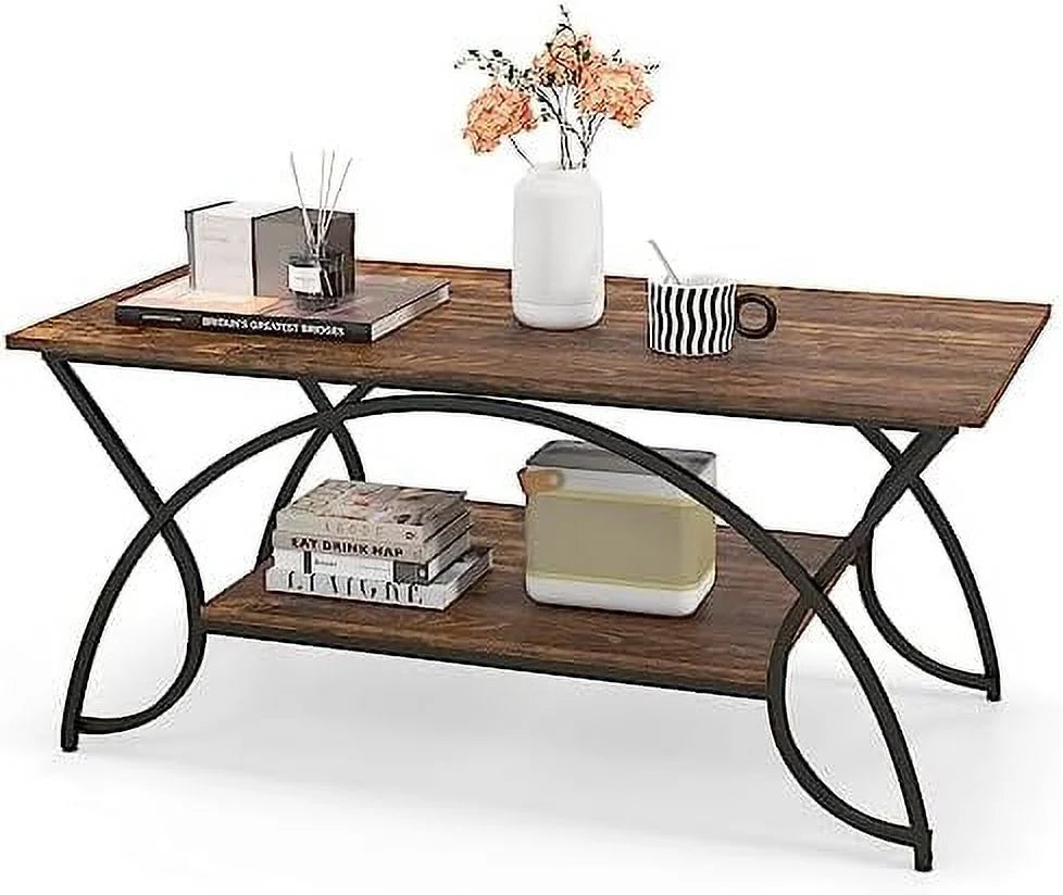 2-Tier Rectangular Faux Marble Coffee Table G990
