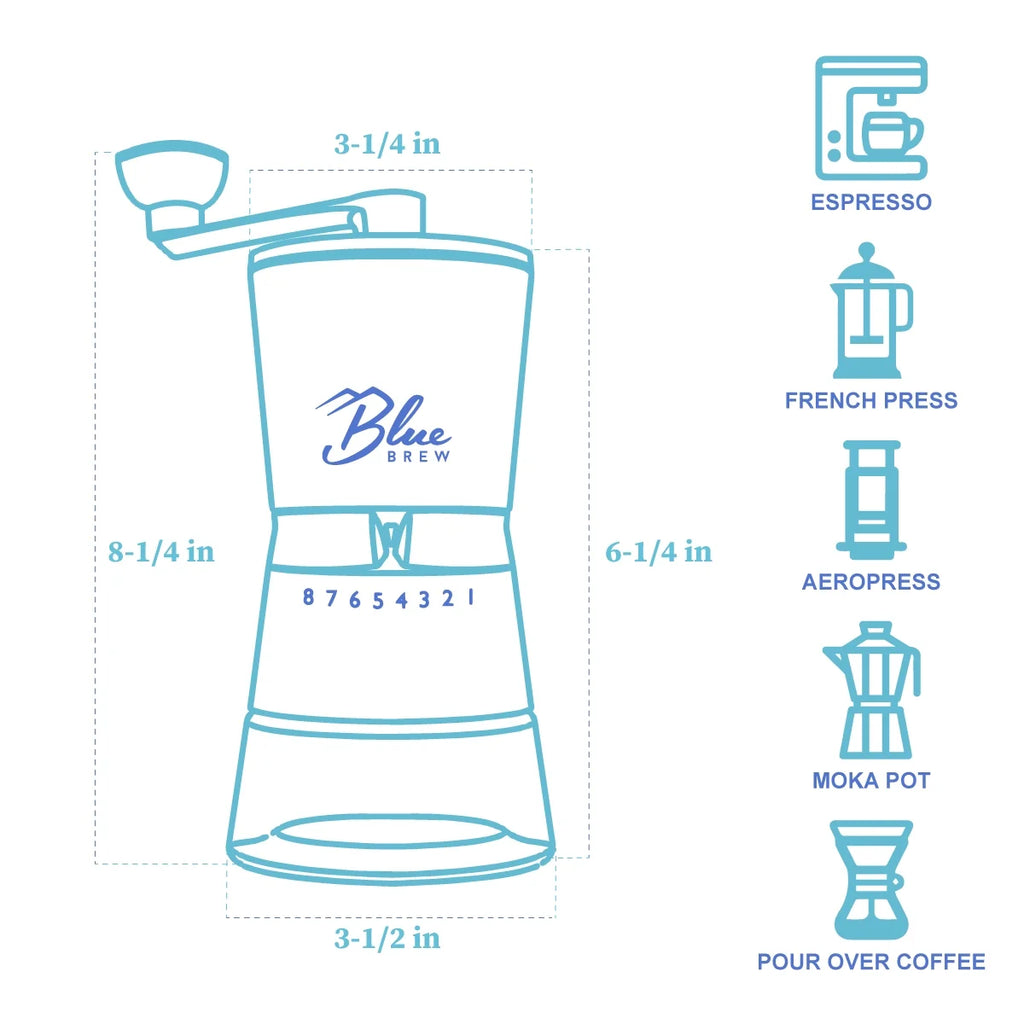 Manual Coffee Grinder with Conical Ceramic Burrs and 2 Airtight Glass Jars U3276