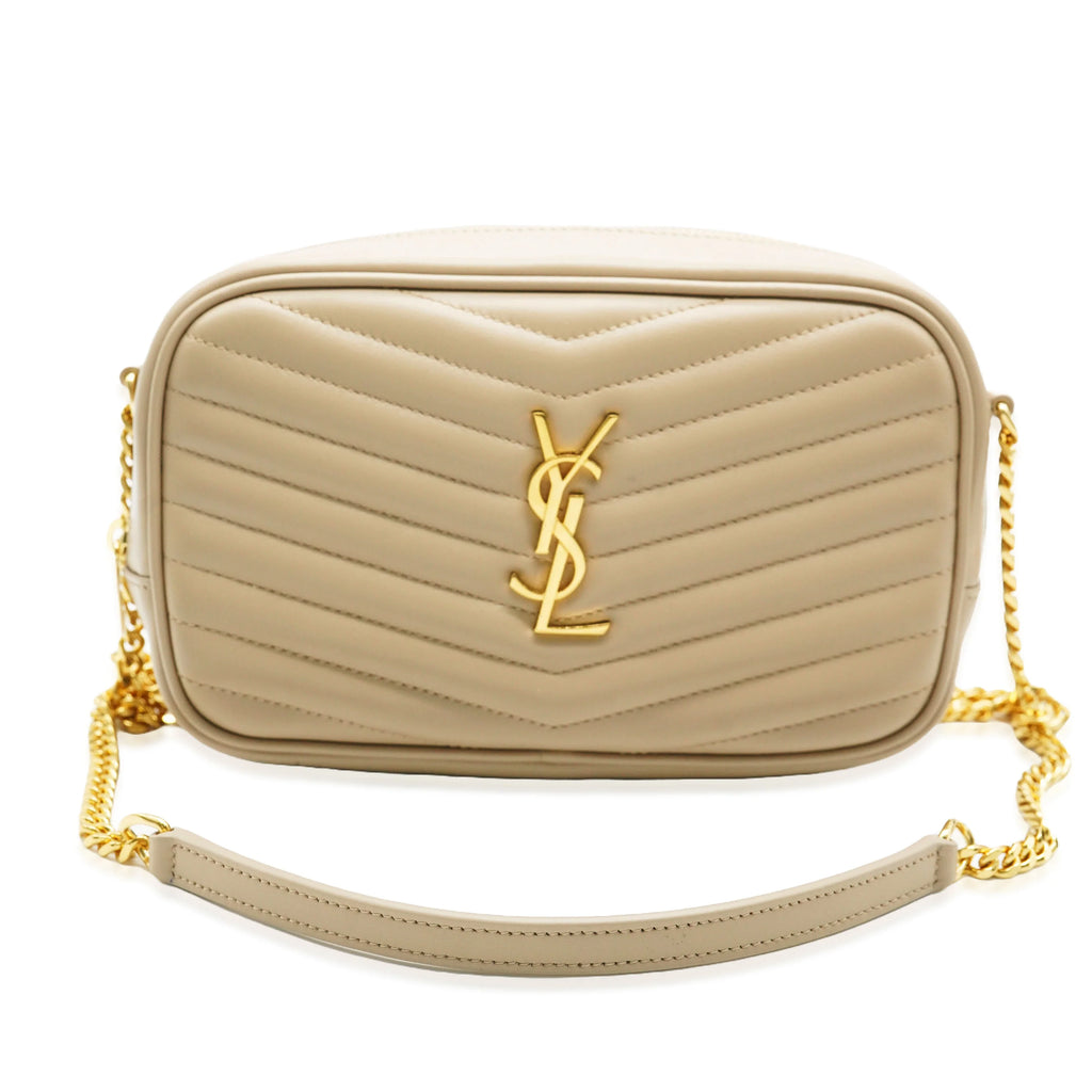 Beige Chevron Calfskin Mini Camera Bag S2824