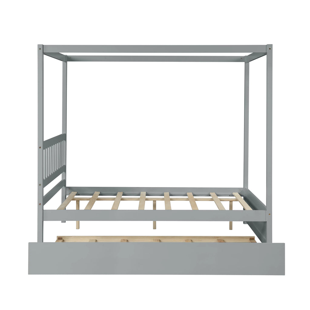 Pine Wood Canopy Bed Full Gray Y820414