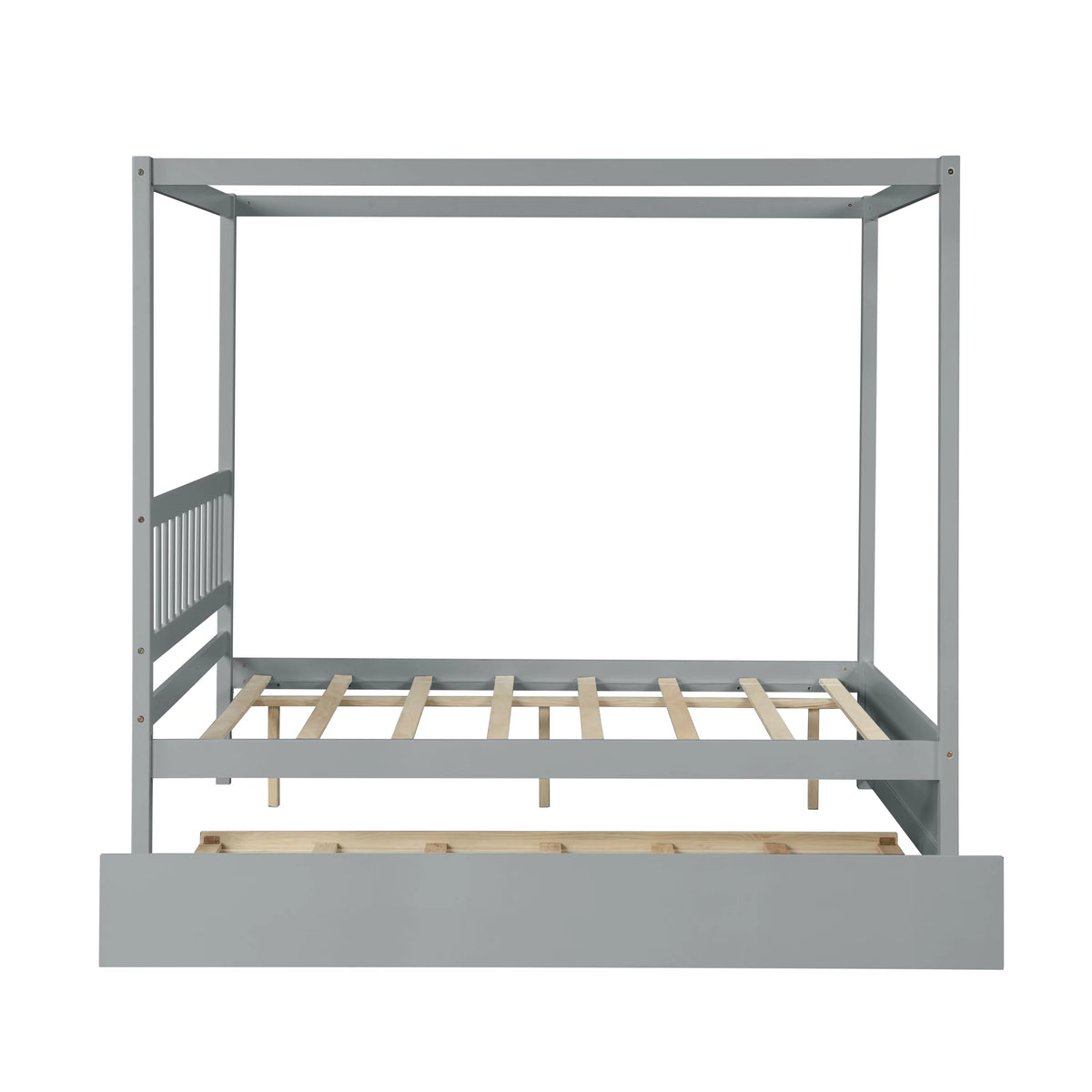 Pine Wood Canopy Bed Full Gray Y820414