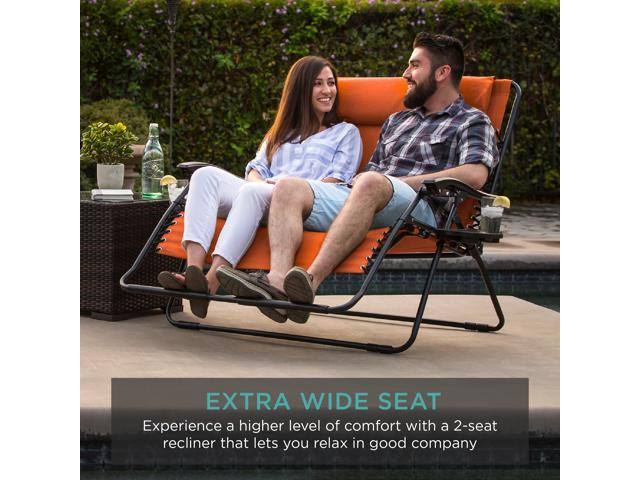 Terracotta Orange 2-Person Zero Gravity Chair with Cup Holders C164