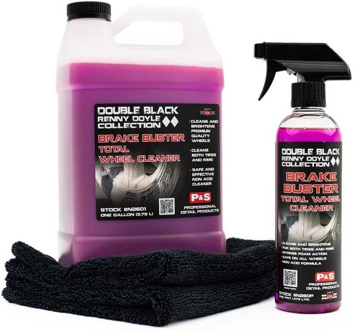 Brake Buster Wheel Cleaner Kit with 2 Edgeless Microfiber Towels, Non Acid, 1 Gallon + 1 Pint, Pack of 2 O33021