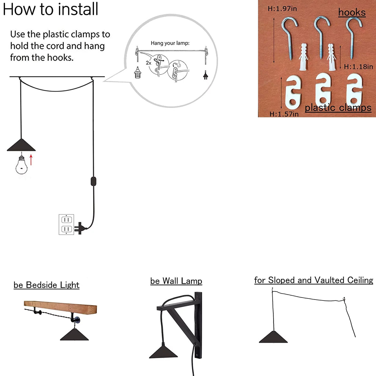 Remote Control Plug-in Pendant Hanging Light with 15FT Power Cord Dimmable Color Changing B60478