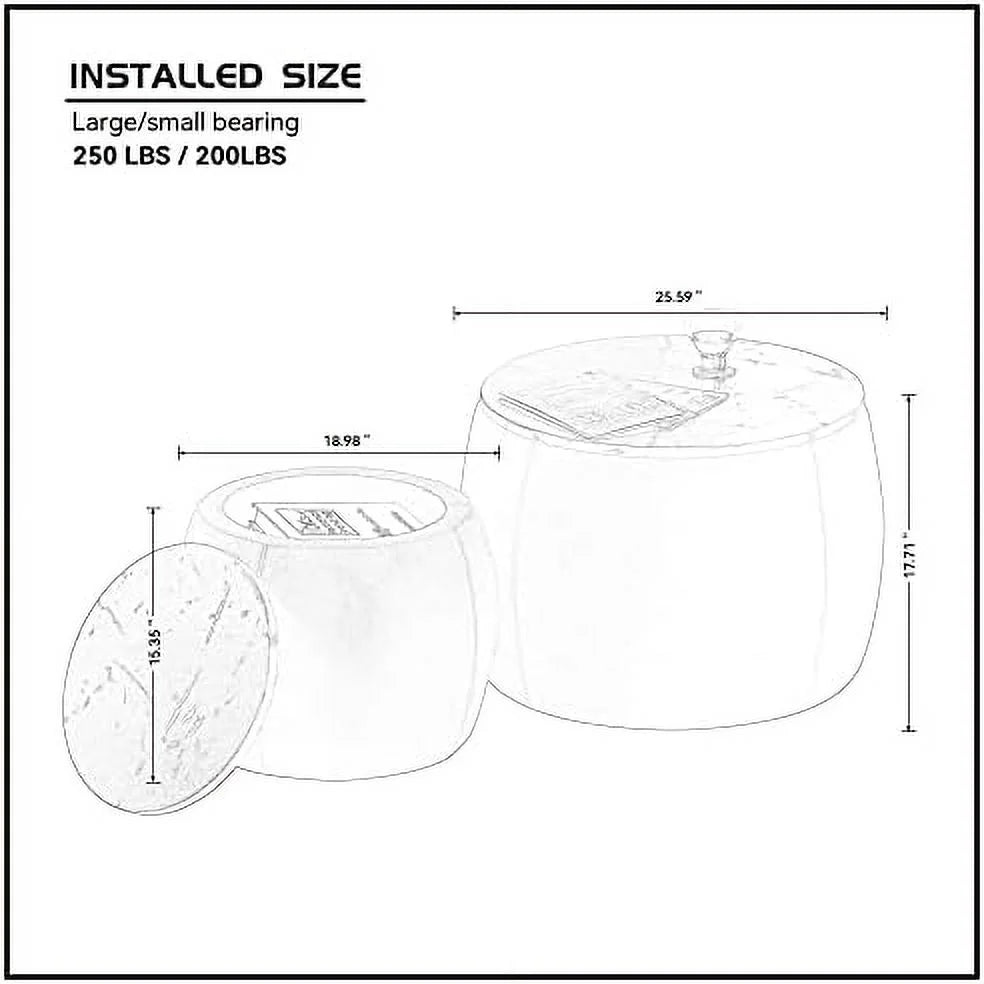 Set of 2 Round Nesting Ottoman with Lid Z34561