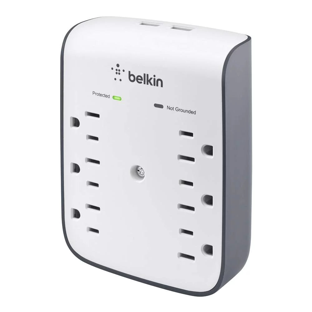 6 Outlets 2 USB Ports Wall Mount Surge Protector X2567
