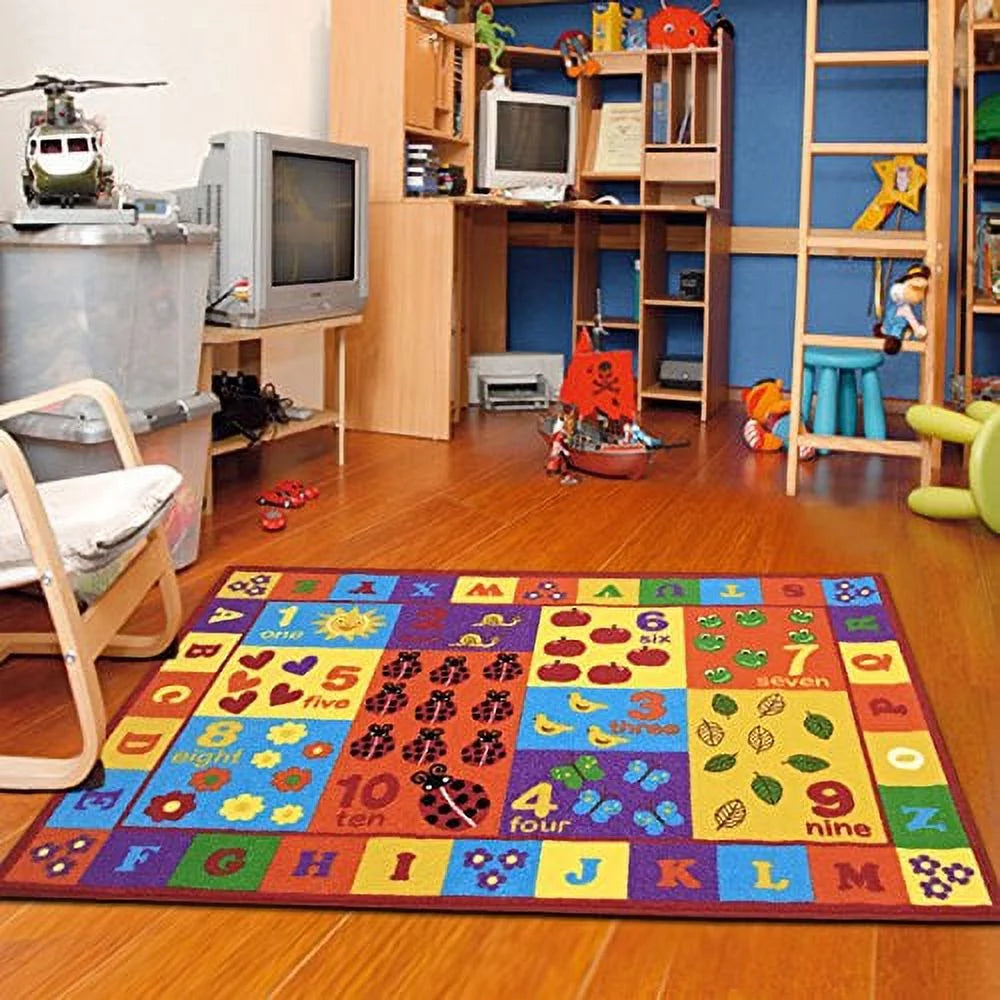 Multicolor ABC Numbers Area Rug K969798