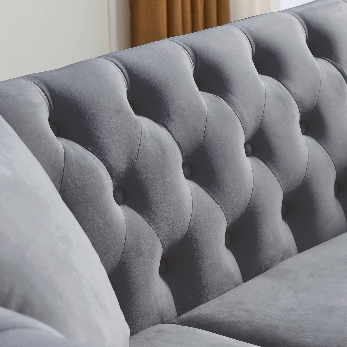 80" 3-Seater Velvet Chesterfield Sofa with 2 Pillows N1527