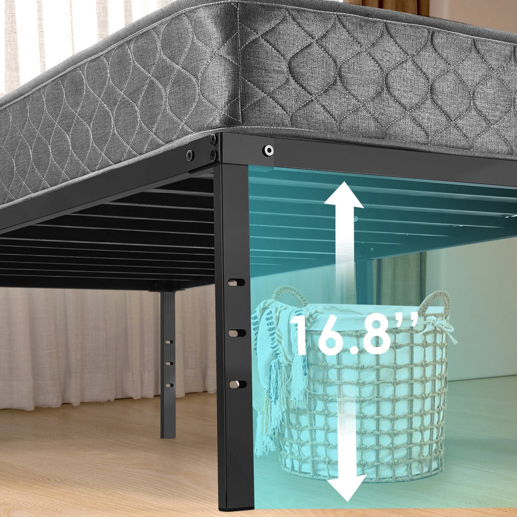 Metal Platform Bed Frame with Built-in Storage Full Size B856502