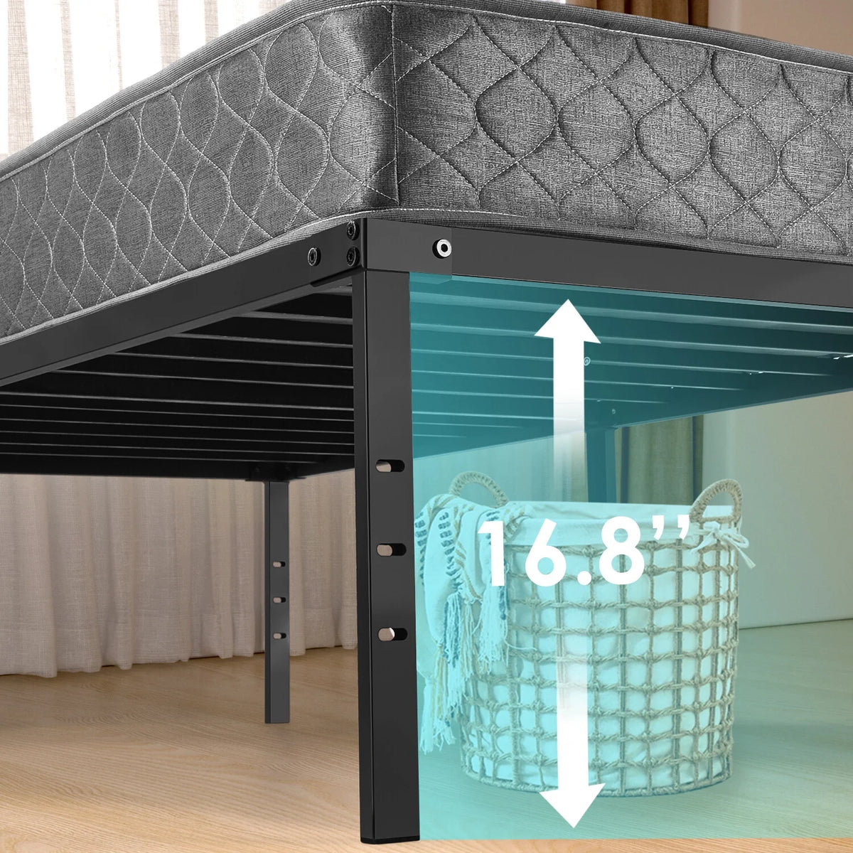Metal Platform Bed Frame with Built-in Storage Full Size B856502