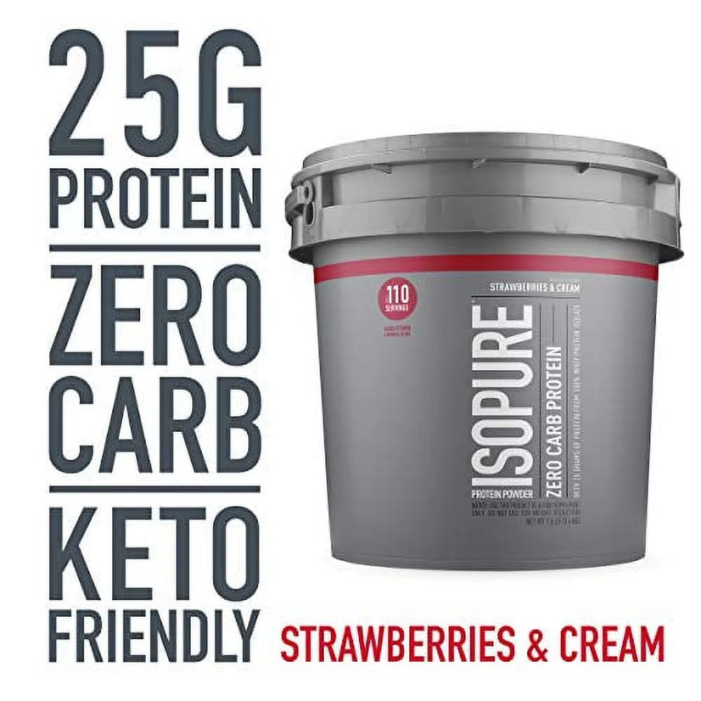 Zero Carb 25g Protein Keto Friendly Whey Protein Isolate Strawberries & Cream 7.5 Pounds J8486