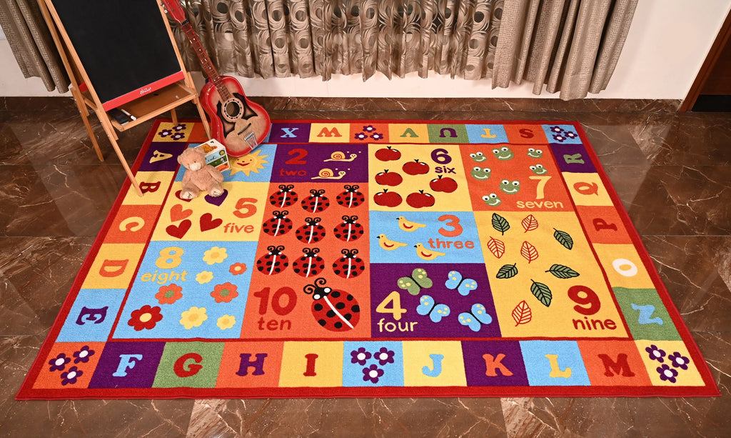 Multicolor ABC Numbers Area Rug K969798