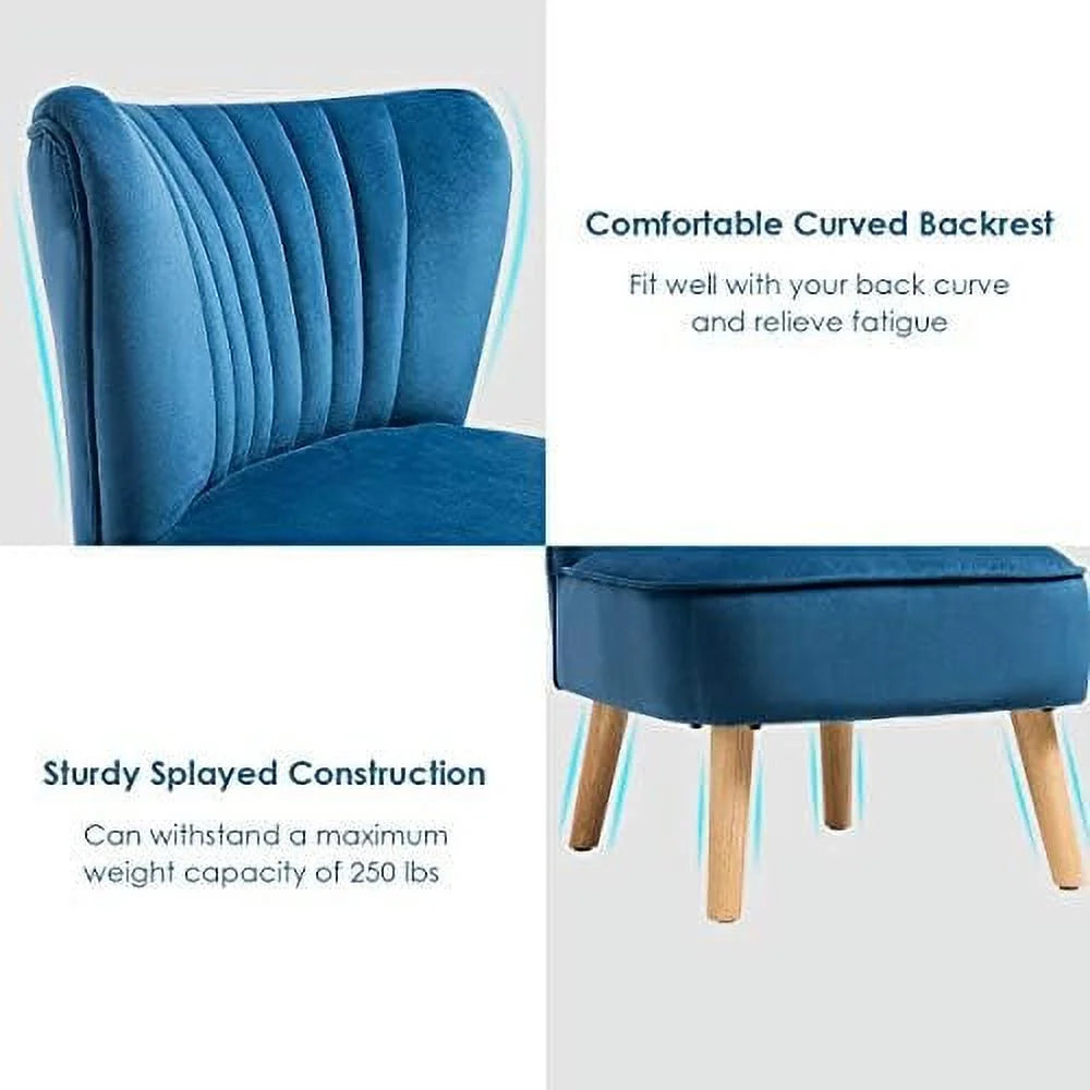 Velvet Accent Chair with Wood Legs V475