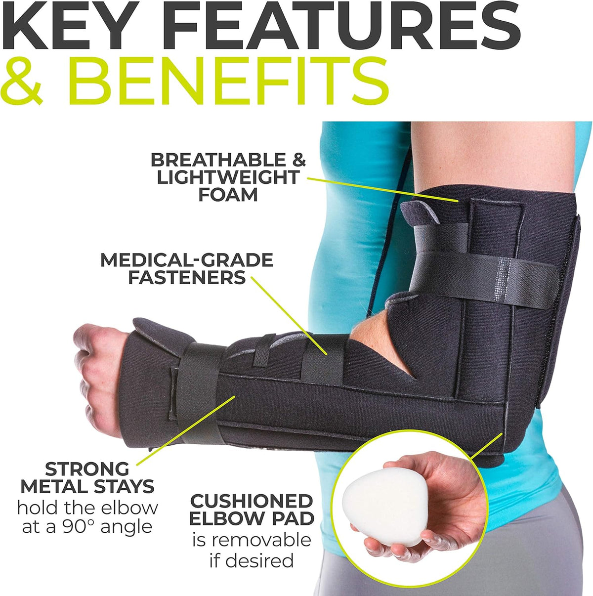 Elbow Immobilizer Brace, Removable Long Arm Cast and Soft Forearm Orthosis Splint (L/XL) Pack of 2 B6981