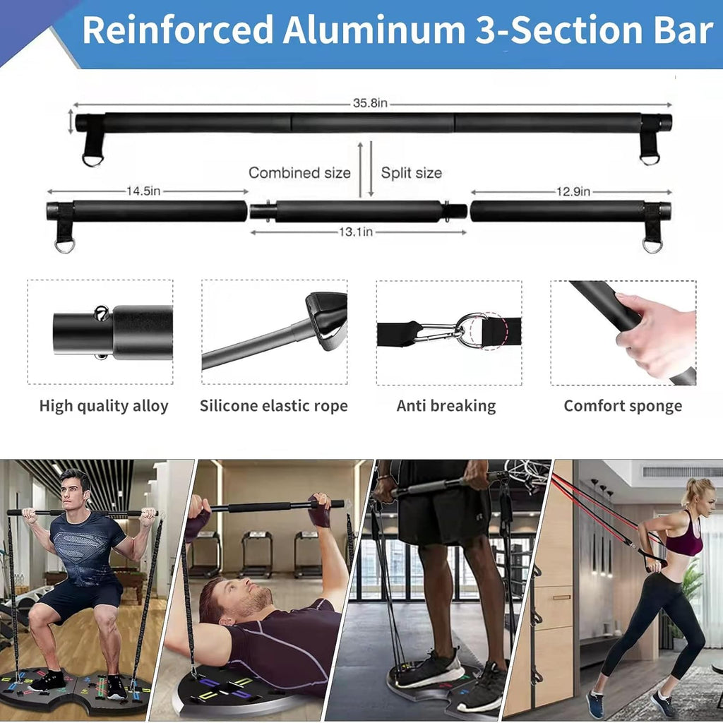 Push Up Board with 15 Gym Accessories, Foldable Pushup Bar with Resistance Band, Jump Rope Pack of 2 W98256