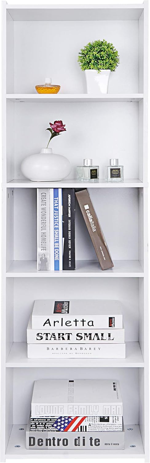 White 5-Tier Wood Bookcase R81446