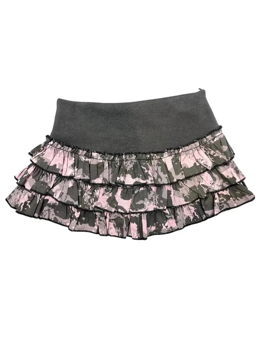 Rhinestone Camouflage Mini Skirt H801342
