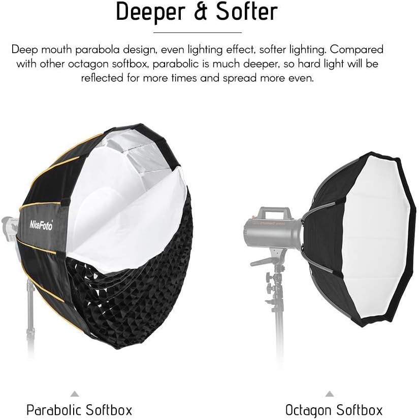 35inch/90cm Folding Deep Parabolic Umbrella Softbox with Grid Carry Bag U360