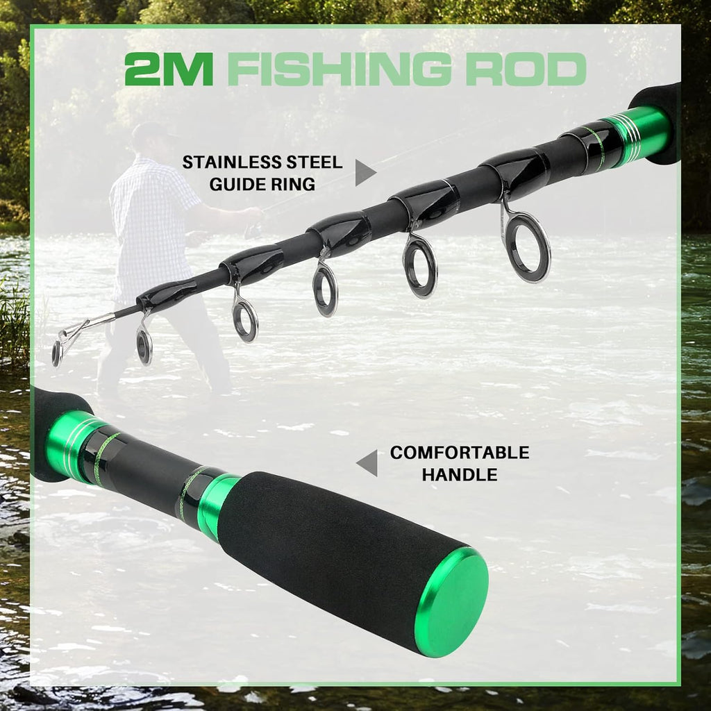 Carbon Fiber Telescopic Fishing Rod and Reel Combo Kit I83790