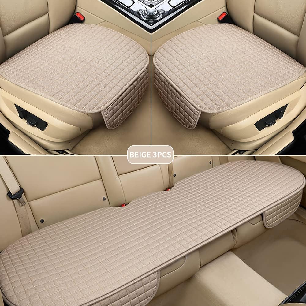 3 Pcs Universal Breathable Anti-Slip Car Seat Cover Cushion Set Beige D67600